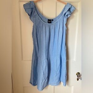 EUC GAP blue and silver shimmer summer dress with pockets XS